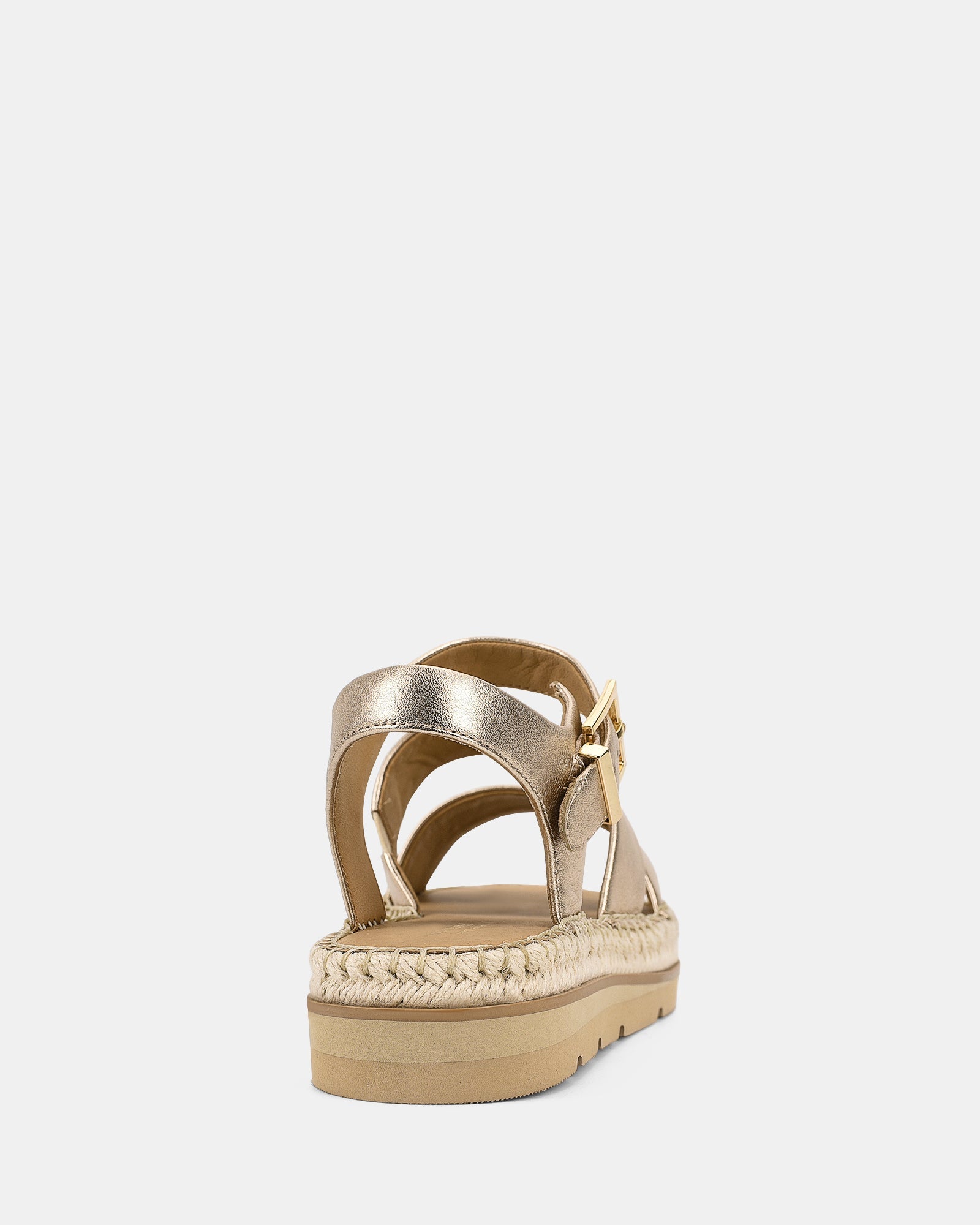 Stijlvolle Dames Goud Plateau Sandalen met Gesp en Gevlochten Rand