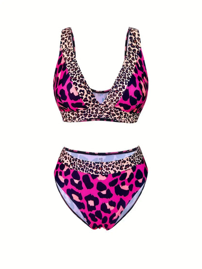 Fayyaza | Leopard Print High-Waisted Bikini Set
