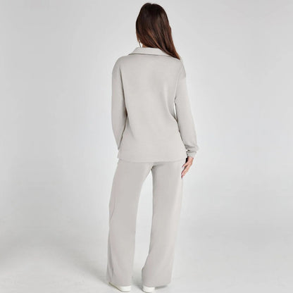 Stijlvolle Dames Loungewear Set met Wijde Pijpen