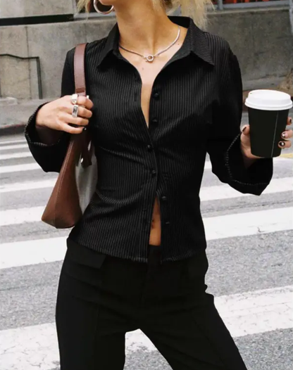Trendy Dames Blouse met Wijde Lange Mouwen en Strepen