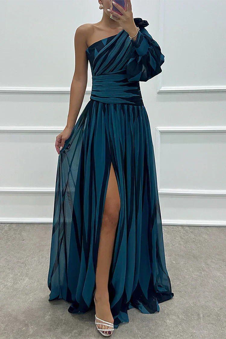 One Shoulder Gala Maxi Jurk Met Split