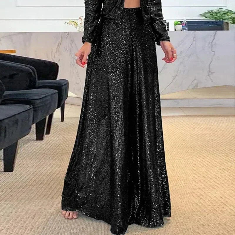 Jenna | Flared Sequin Palazzo Pants