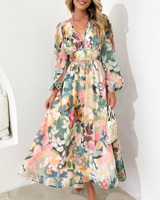 Quinna | Floral V-neck Maxi Dress