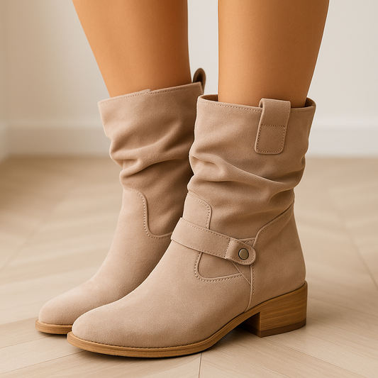 Trendy Comfortabele Dames Cowboy Enkellaarzen met Lage Hak