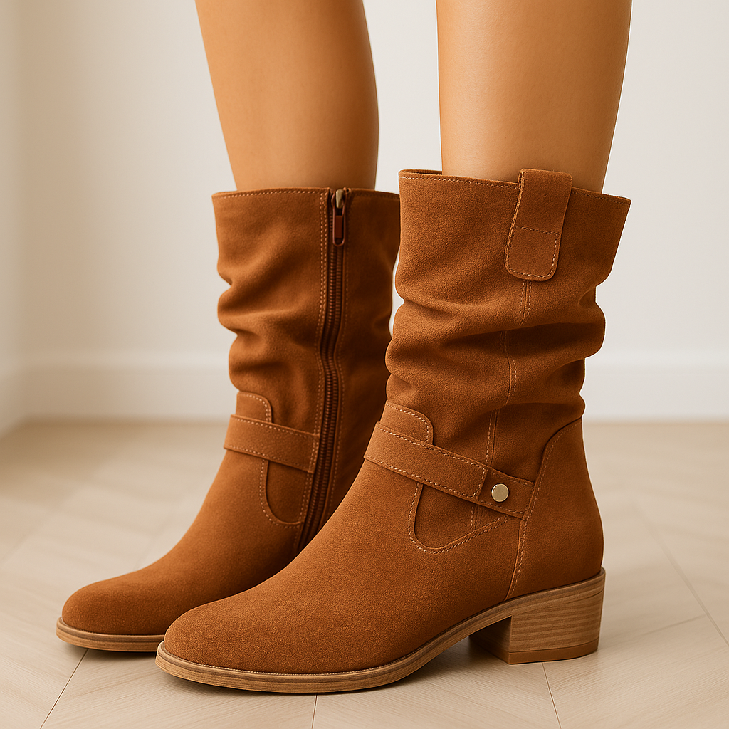 Trendy Comfortabele Dames Cowboy Enkellaarzen met Lage Hak