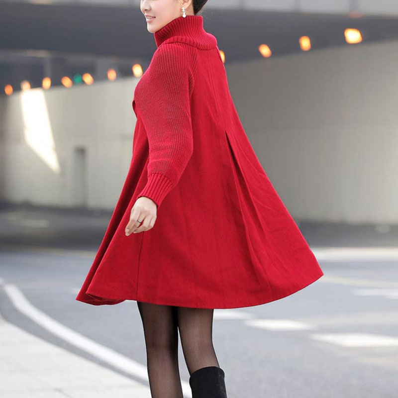 Elegant Warm Long Women's Coat with Turtleneck