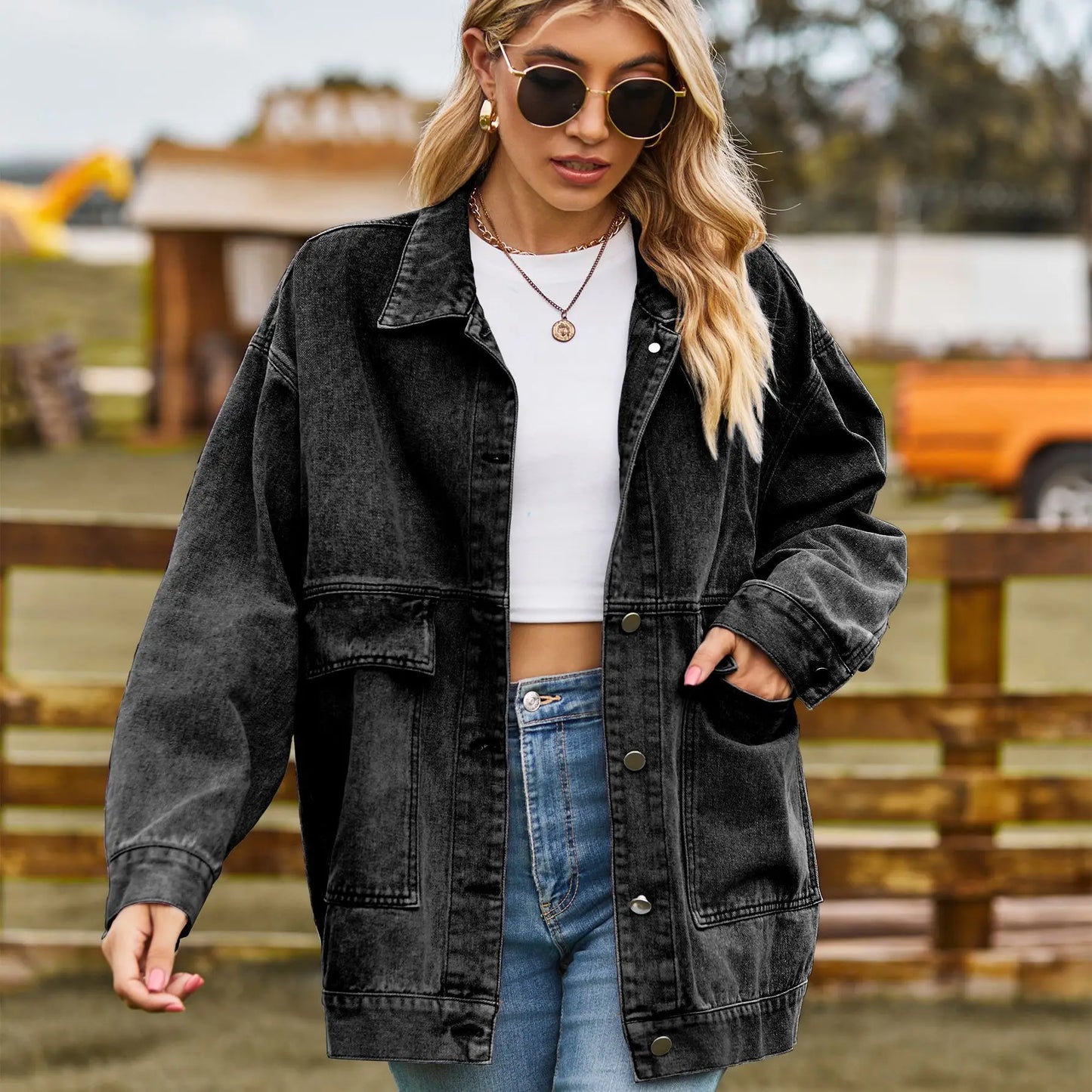 Trendy oversized denim dames jas met comfortabele pasvorm