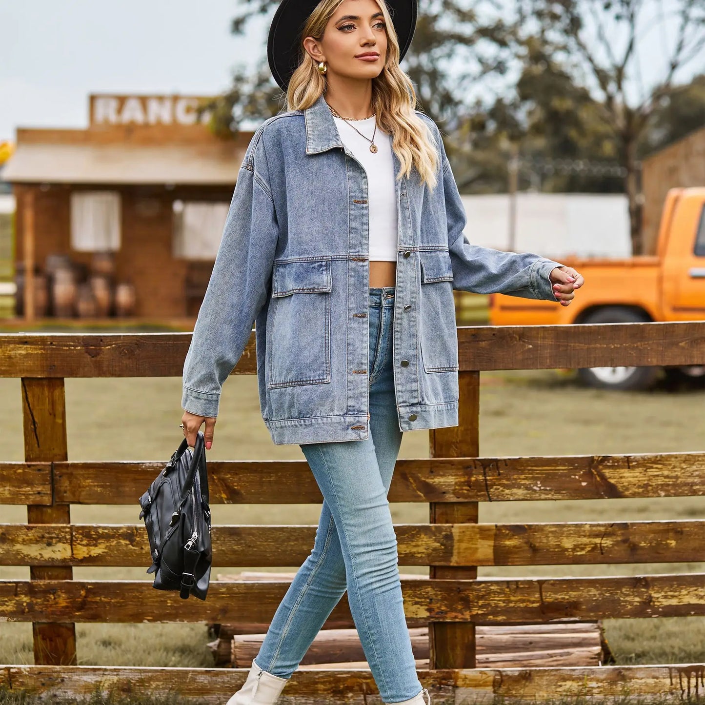 Trendy oversized denim dames jas met comfortabele pasvorm