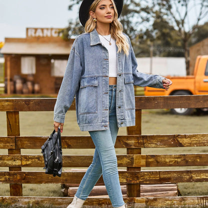 Trendy oversized denim dames jas met comfortabele pasvorm