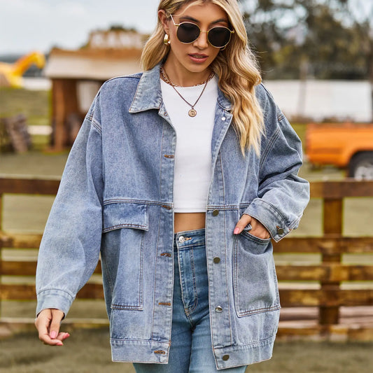 Trendy oversized denim dames jas met comfortabele pasvorm