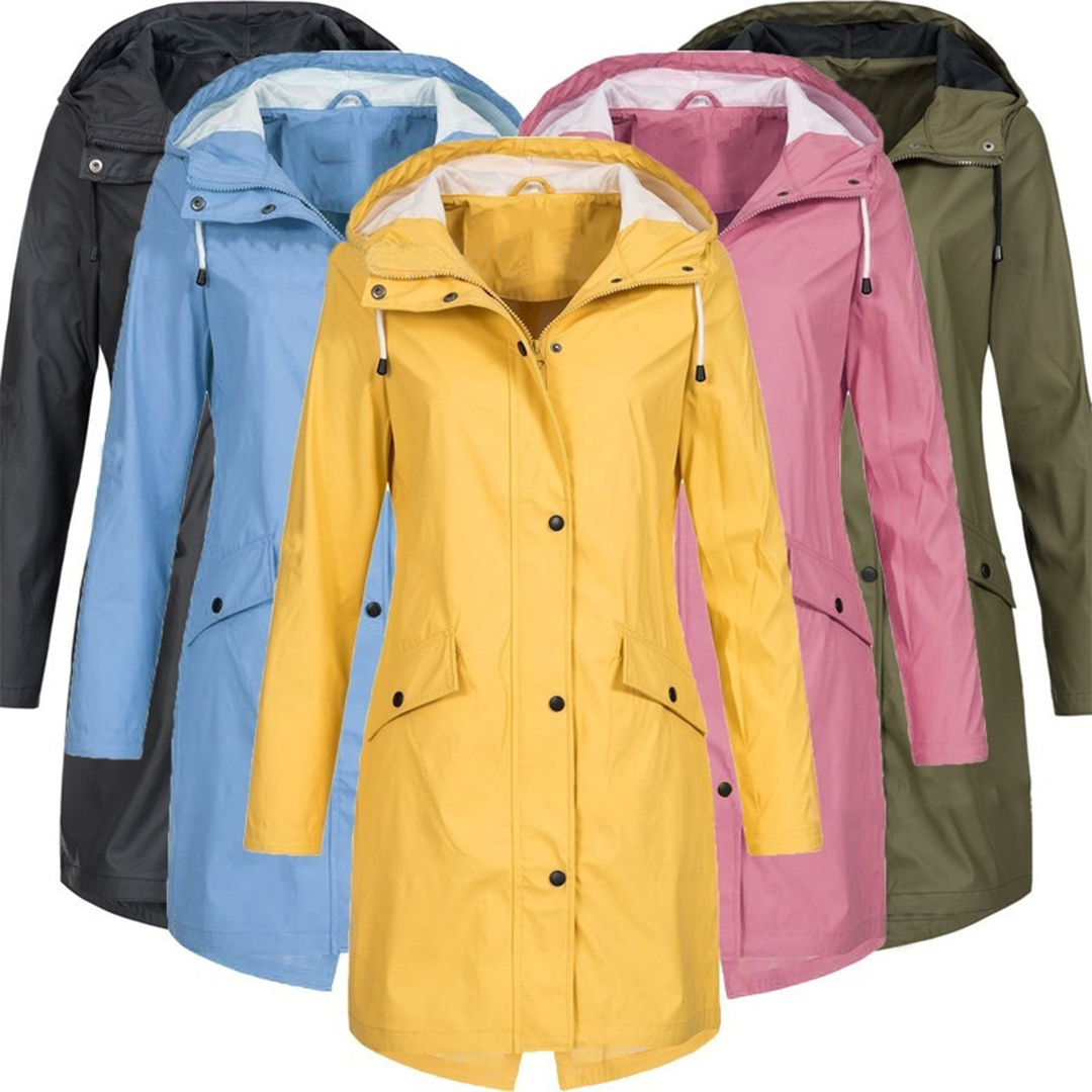 Trendy Waterdichte Lange Dames Jas met Capuchon