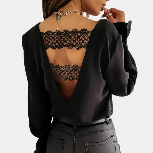 Maggie | Top met Open Rug en Kantdetails