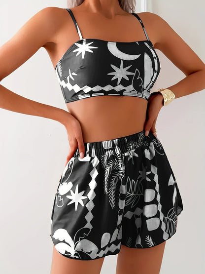 Leora | Drie-Delige Lounge Set met Tropische Print