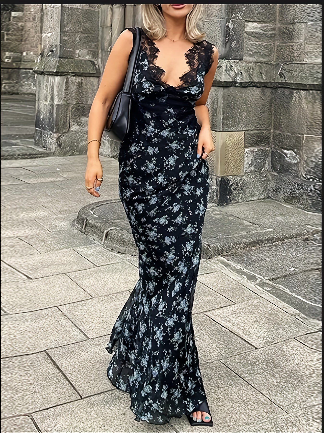 Daila | Elegante Maxi Jurk met Kantaccent