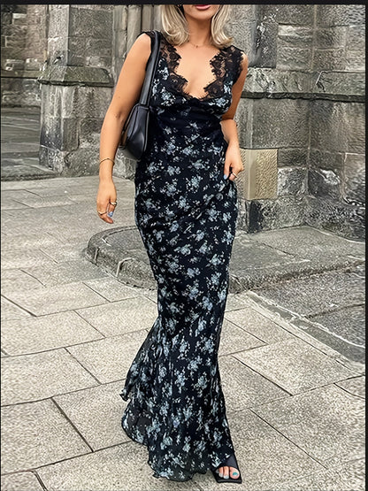 Daila | Elegante Maxi Jurk met Kantaccent