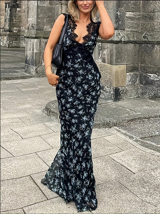 Daila | Elegante Maxi Jurk met Kantaccent