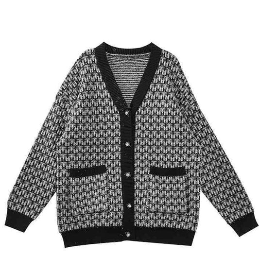 Comfortabele Dames Cardigan met Klassiek Gebreid Motief