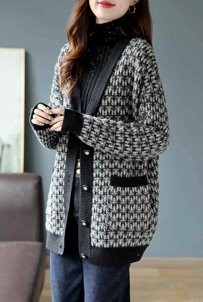 Comfortabele Dames Cardigan met Klassiek Gebreid Motief