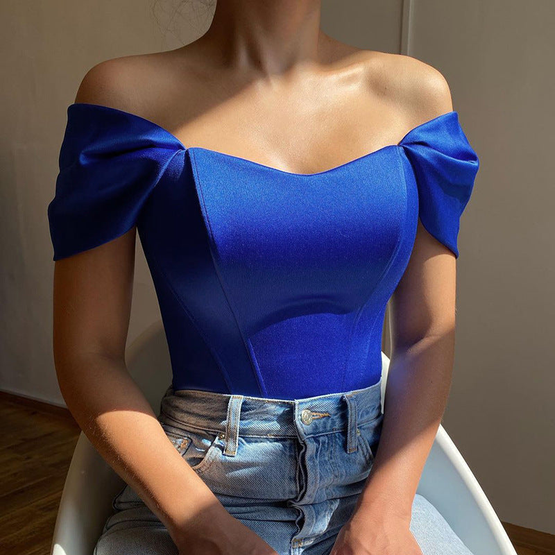 Verfijnde Off-Shoulder Dames Corset Top met Sweetheart Hals en Pofmouwen