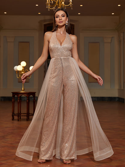 Deora | Glamoureuze Jumpsuit met Tule Sleep