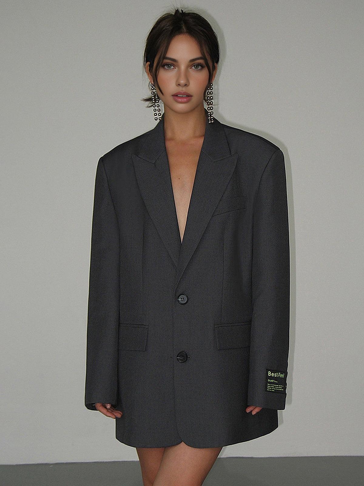 Oversized Stijlvolle Dames Blazer Jurk met Lange Mouwen