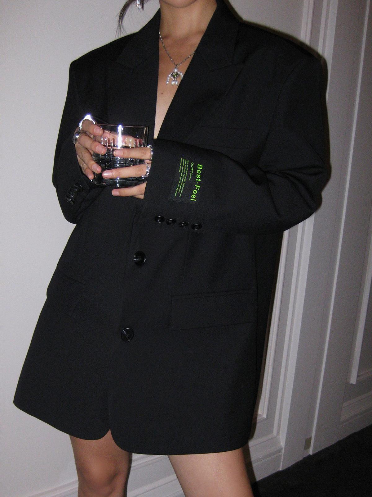 Oversized Stijlvolle Dames Blazer Jurk met Lange Mouwen
