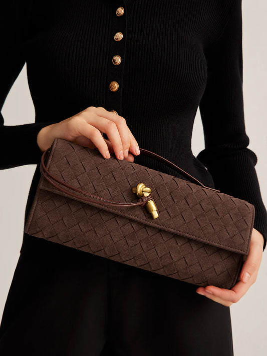 Tanyah | Elegant Brown Woven Clutch