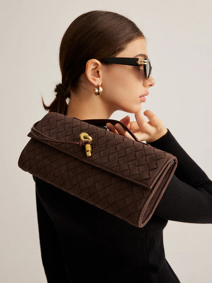 Tanyah | Elegant Brown Woven Clutch