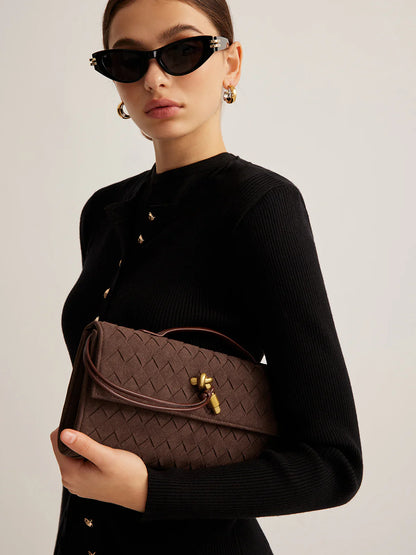 Tanyah | Elegant Brown Woven Clutch