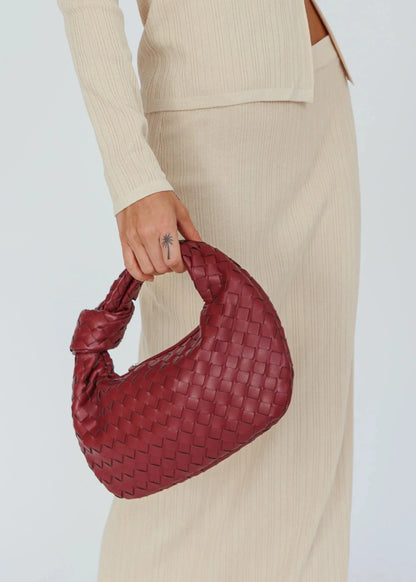 Tinslee | Luxe Woven Bordeaux Bag