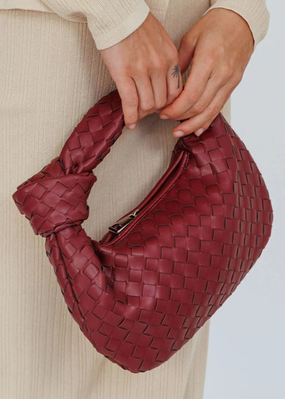 Tinslee | Luxe Woven Bordeaux Bag