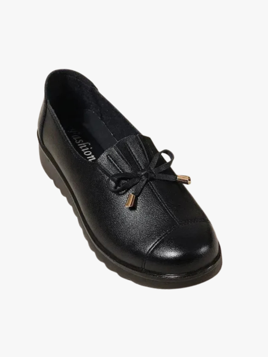 Soepele Instap Loafers met Strikdetail en Franjeklep voor Dames