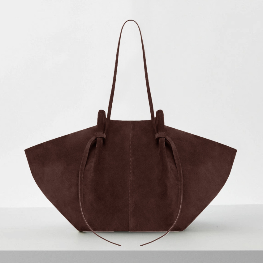 Sac à épaule chic grand pour femmes en daim marron