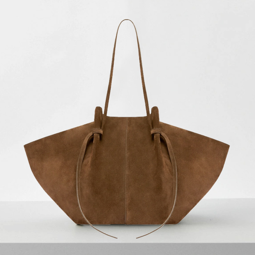 Sac à épaule chic grand pour femmes en daim marron