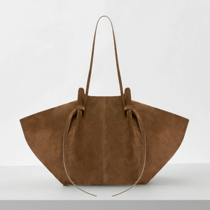 Sac à épaule chic grand pour femmes en daim marron