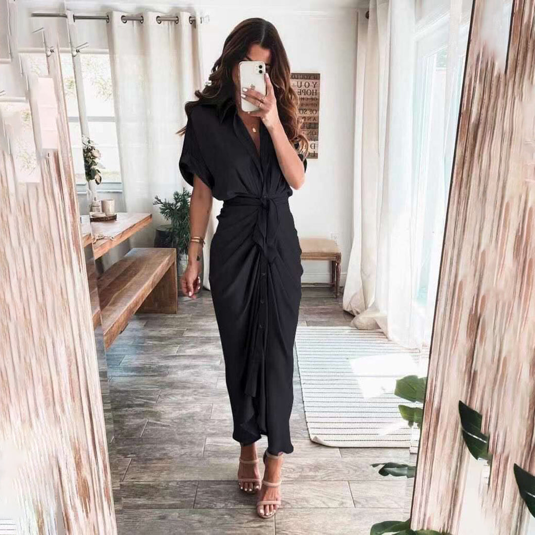 Julietta | Knoop Jurk met Taille Detail voor Dames