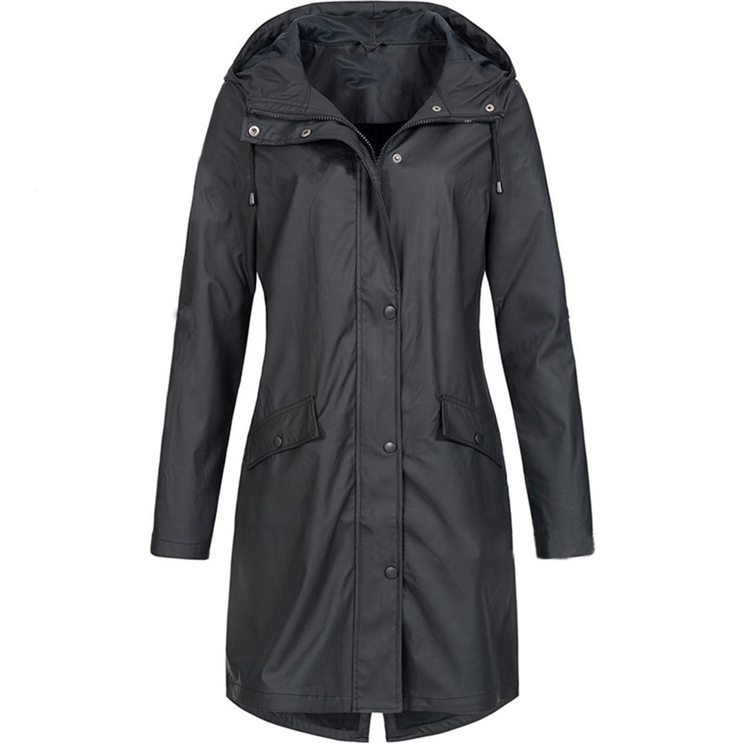 Trendy Waterdichte Lange Dames Jas met Capuchon