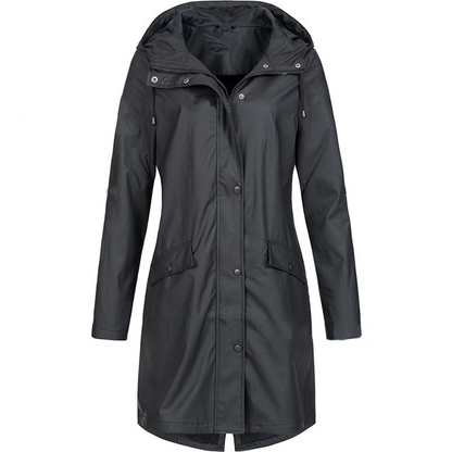 Trendy Waterdichte Lange Dames Jas met Capuchon