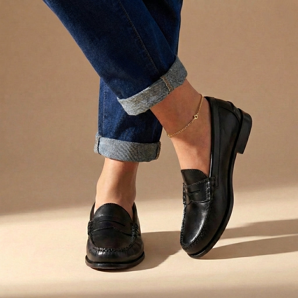 Penny Loafers Voor Dames Met Ronde Neus