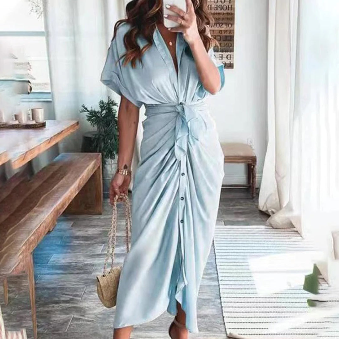 Julietta | Knoop Jurk met Taille Detail voor Dames