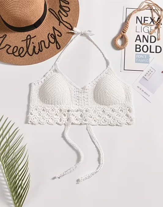 Laurine | Gehaakte Bikini Top met Halternek