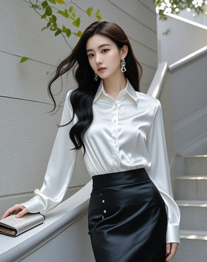 Blouse élégante pour femmes avec col classique et manches longues