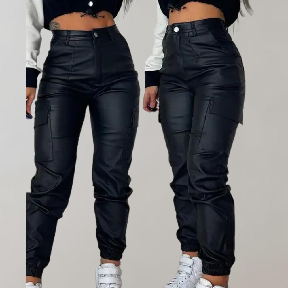 Trendy Dames Cargo Broek met Hoge Taille en Zakken