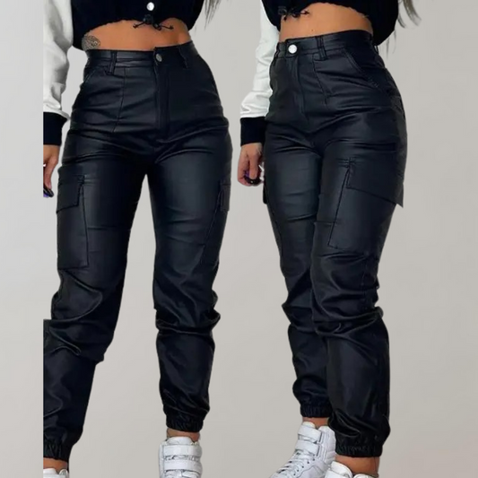 Trendy Dames Cargo Broek met Hoge Taille en Zakken