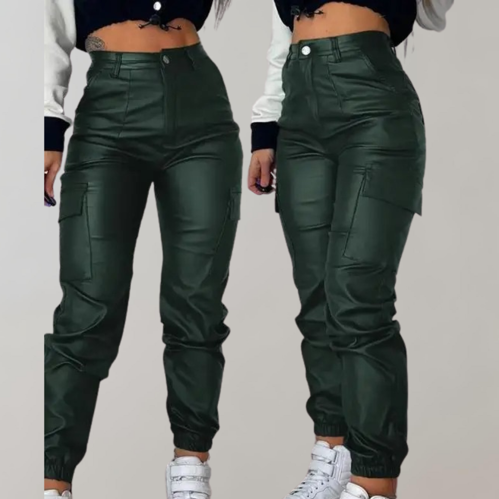 Trendy Dames Cargo Broek met Hoge Taille en Zakken