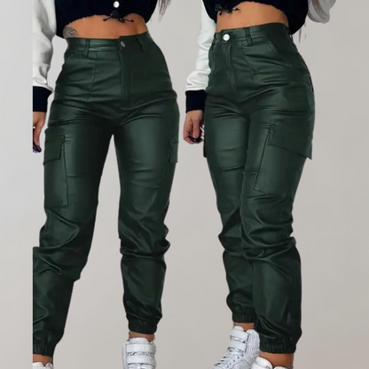 Trendy Dames Cargo Broek met Hoge Taille en Zakken