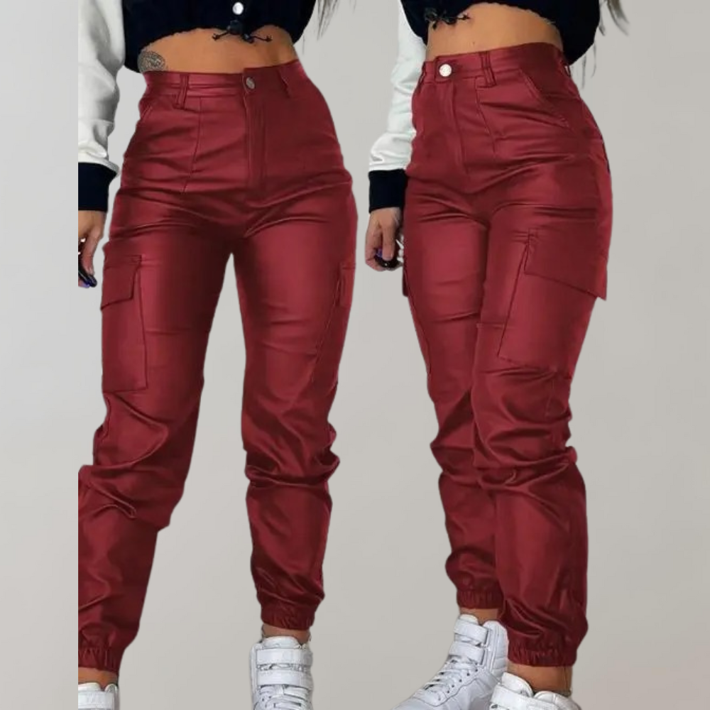 Trendy Dames Cargo Broek met Hoge Taille en Zakken