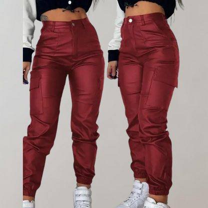 Trendy Dames Cargo Broek met Hoge Taille en Zakken