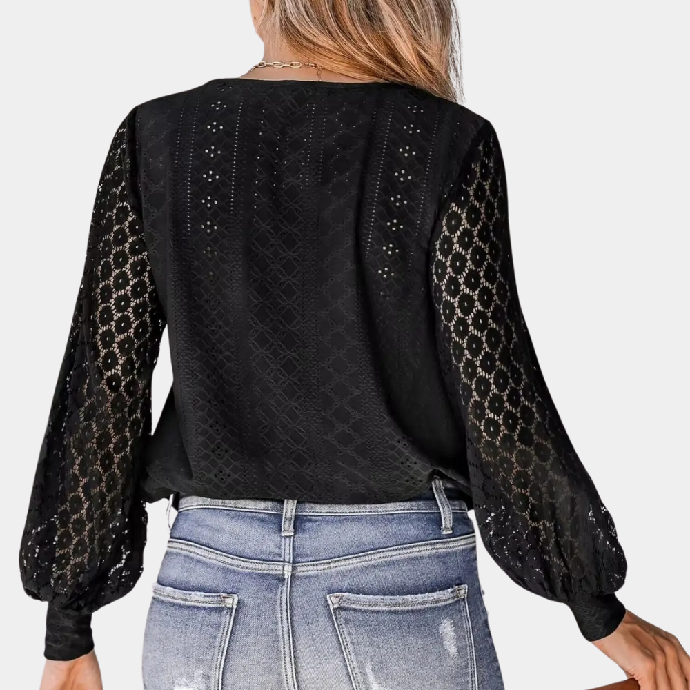 Madelyn | Elegante Witte Kanten Blouse
