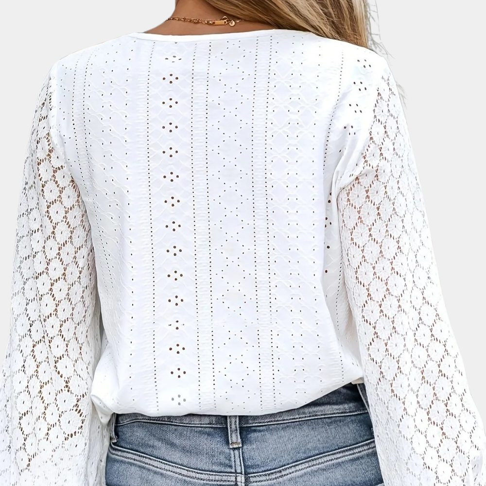 Madelyn | Elegante Witte Kanten Blouse